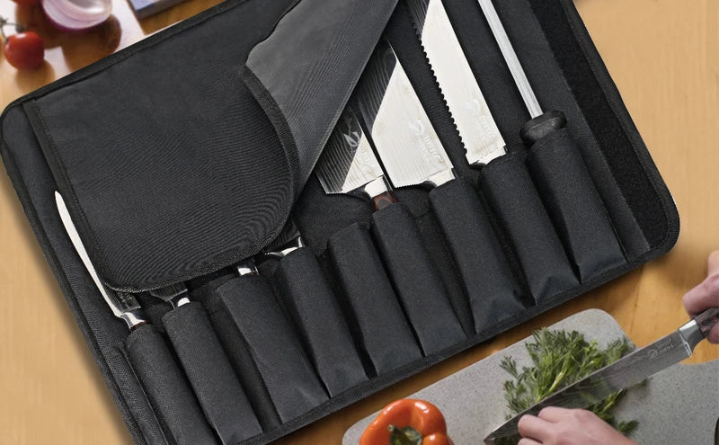 Home Cooking 9PCS German Steel Knives Laser Etched Roll Bag Gifts